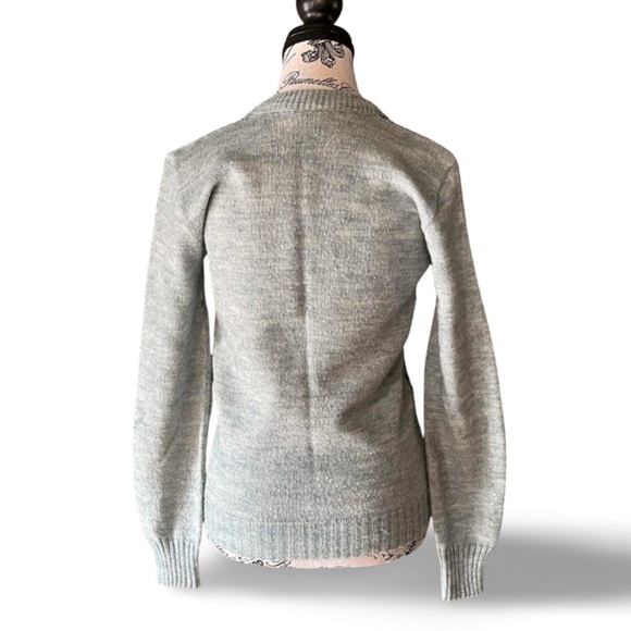 🇨🇦 60s Cooper Teal Mohair Sweater Geometric Small - Picture 2 of 4